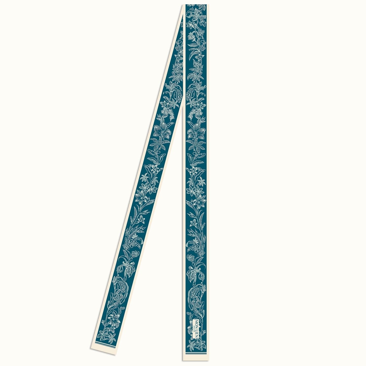 nastro di seta bicolore con fiori stile gravure