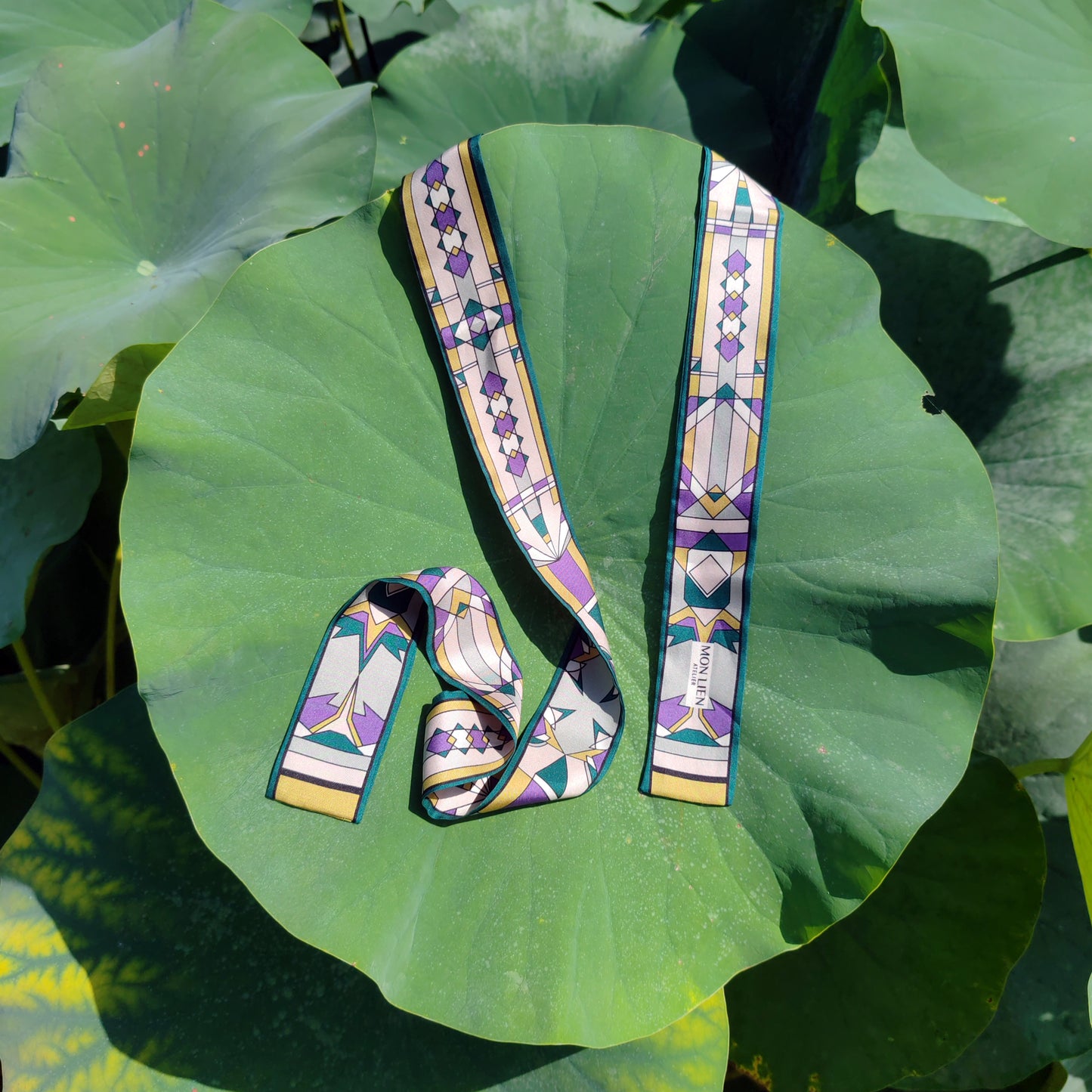 Fusciacca in seta | Il sentiero misterioso | viola e verde