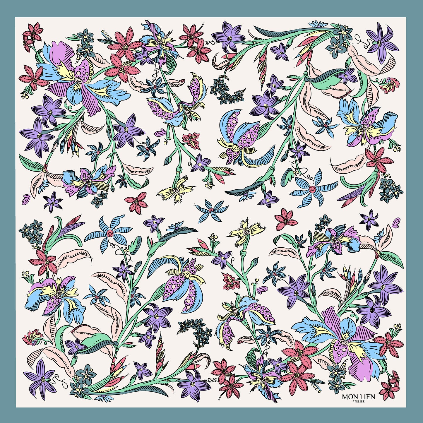 fazzoletto da taschino in seta con fantasie floreali multicolore