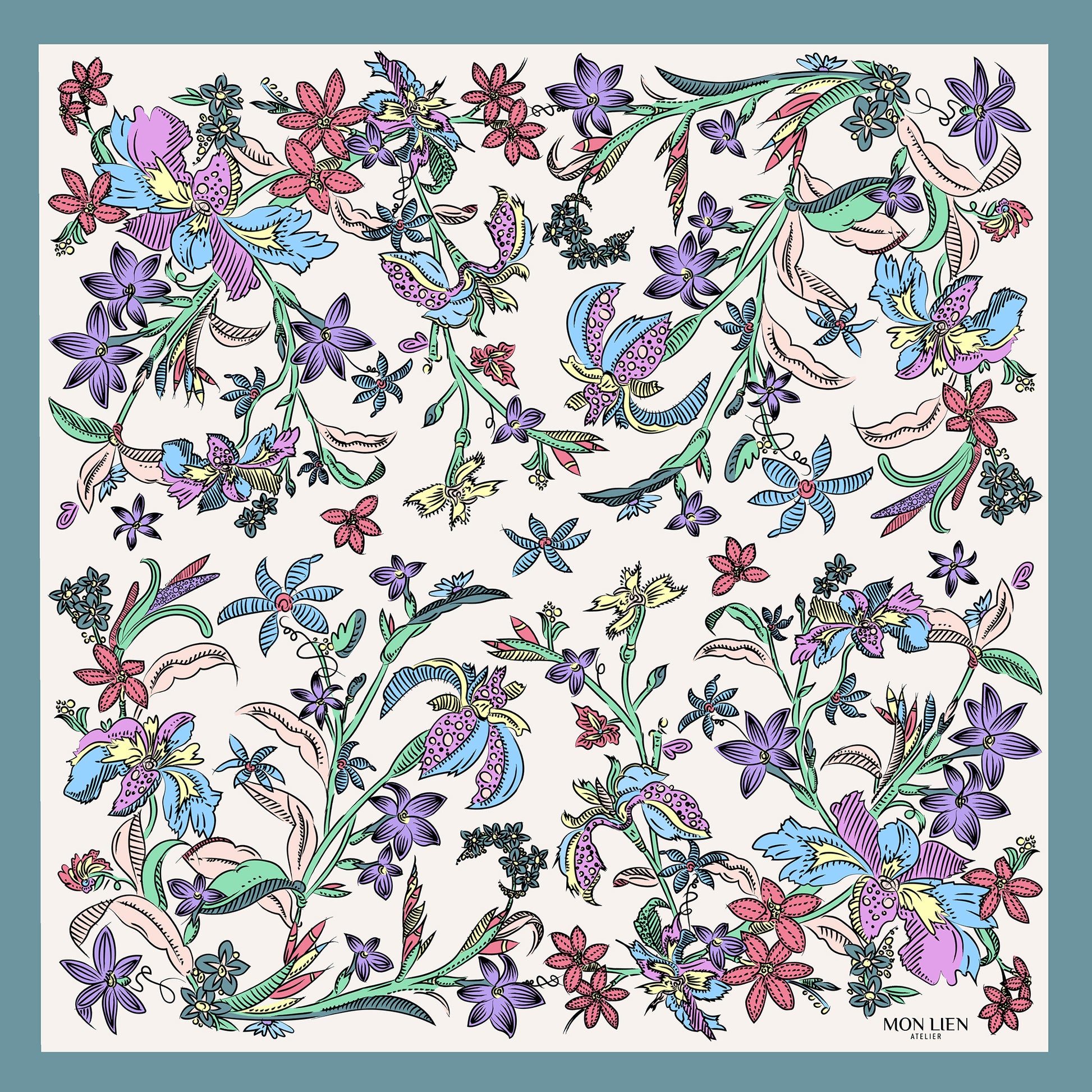 fazzoletto da taschino in seta con fantasie floreali multicolore