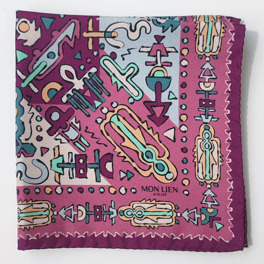 Pochette in seta | Il totem | rosa e azzurro