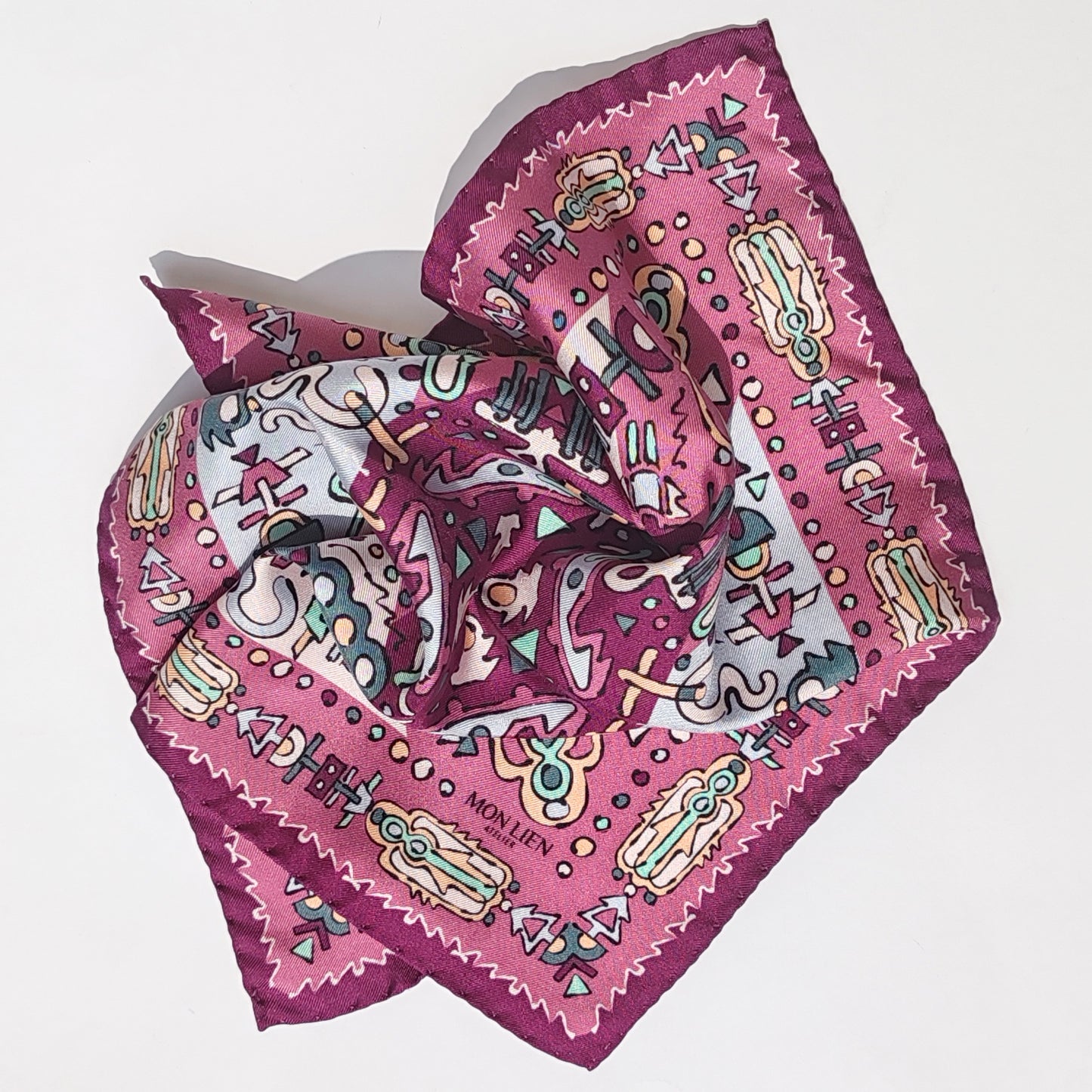 Pochette in seta | Il totem | rosa e azzurro