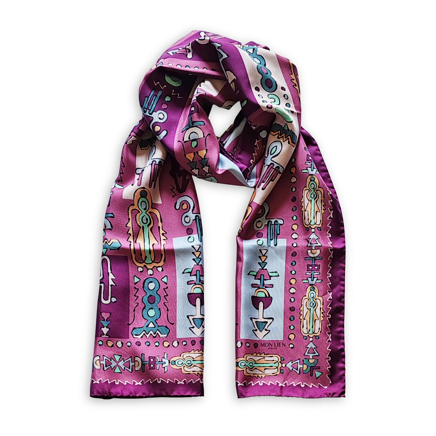 Stola in seta | Il totem | rosa e azzurro