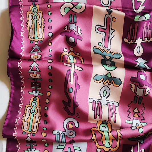 Stola in seta | Il totem | rosa e azzurro