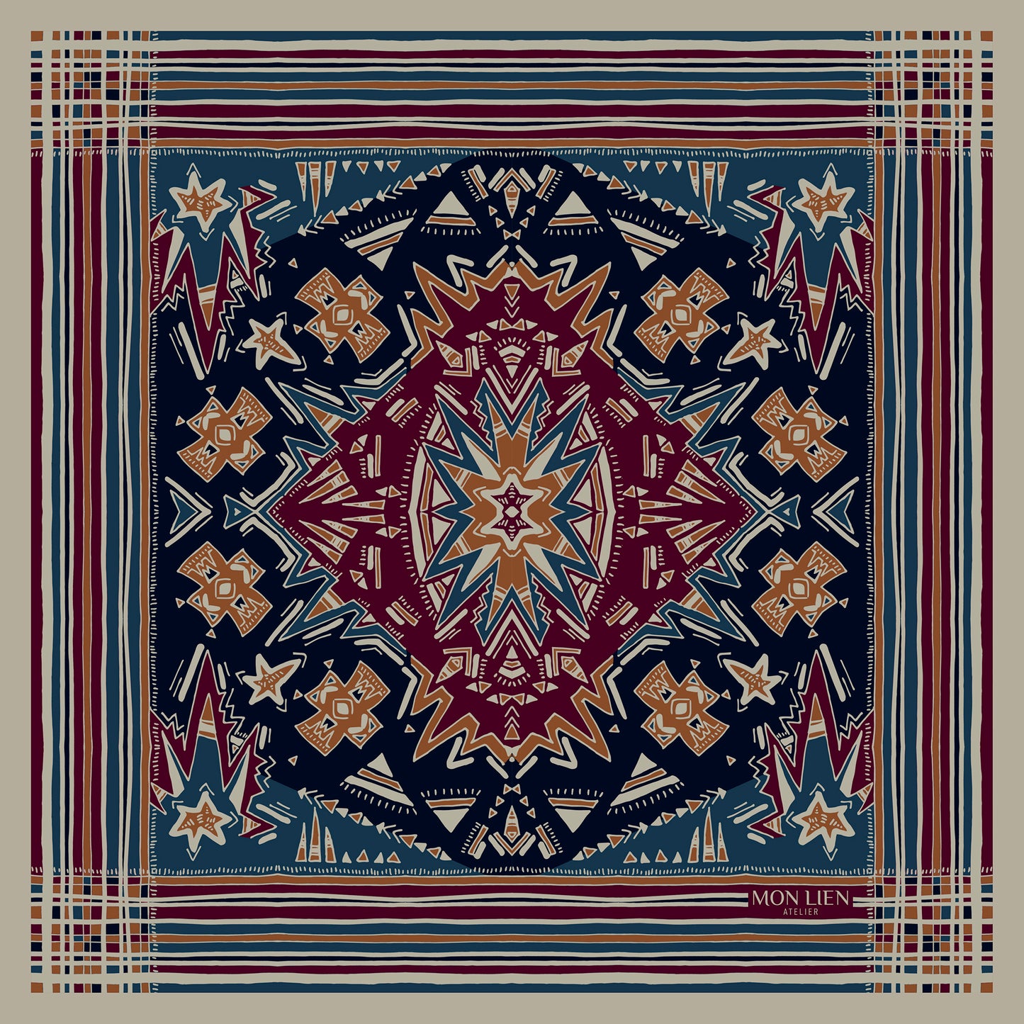 fazzoletto da taschino forma squadrata e orlo rifinito con stampa e logo sul davanti