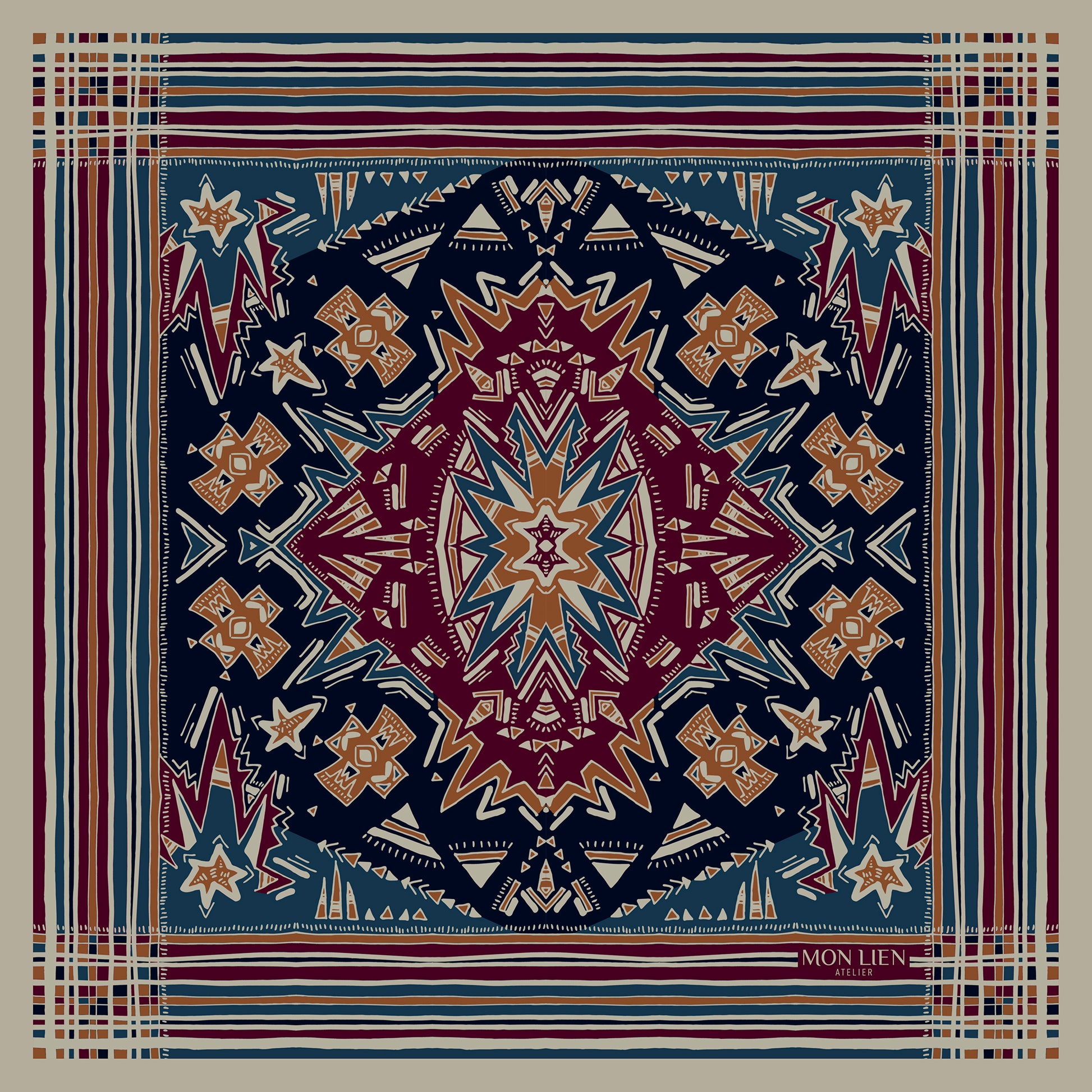 fazzoletto da taschino forma squadrata e orlo rifinito con stampa e logo sul davanti