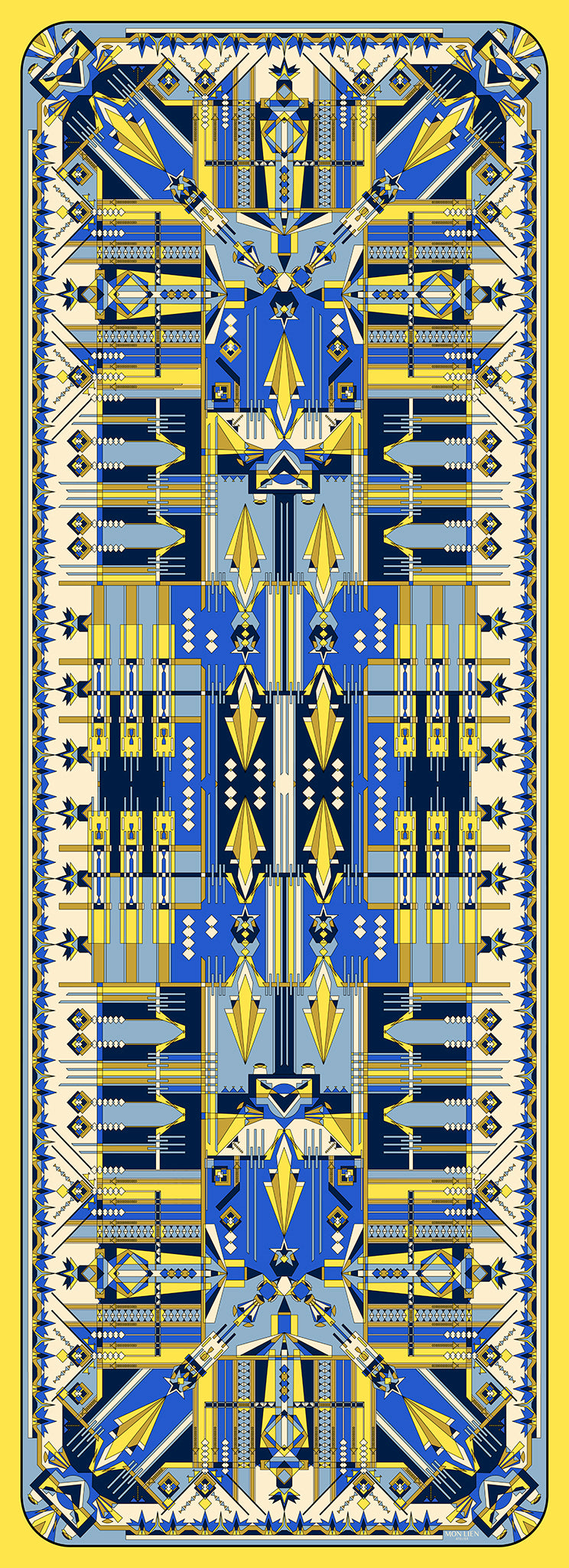 preziosa sciarpa in twill di seta stampata gialla e blu creazione accessori lusso