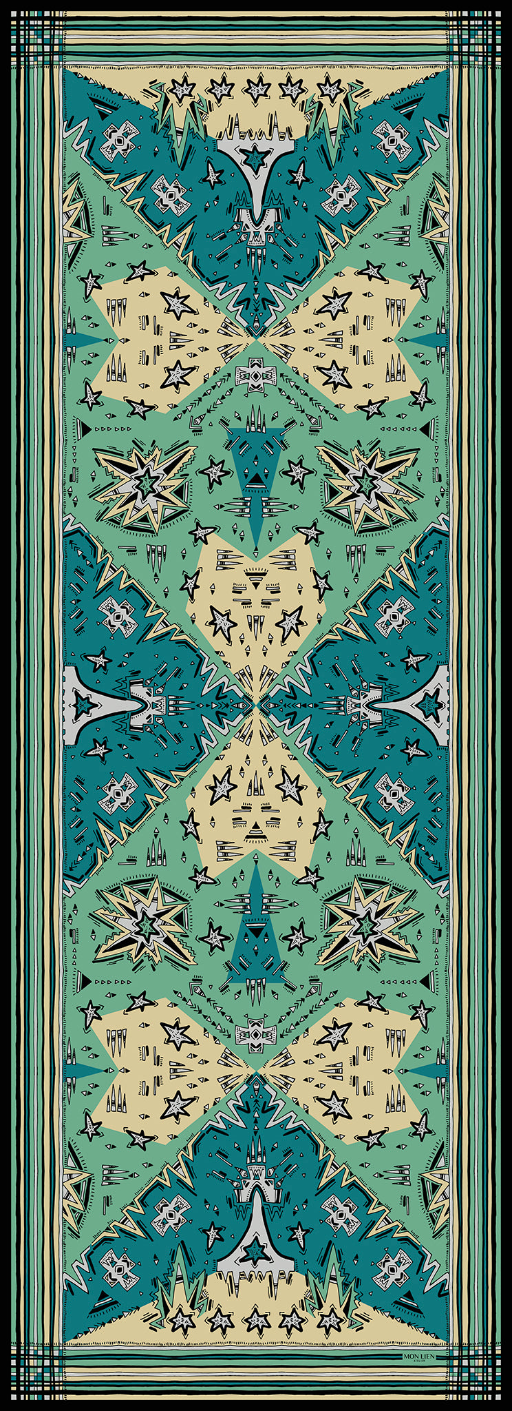 raffinata stola di seta con fantasie colorate vista intera