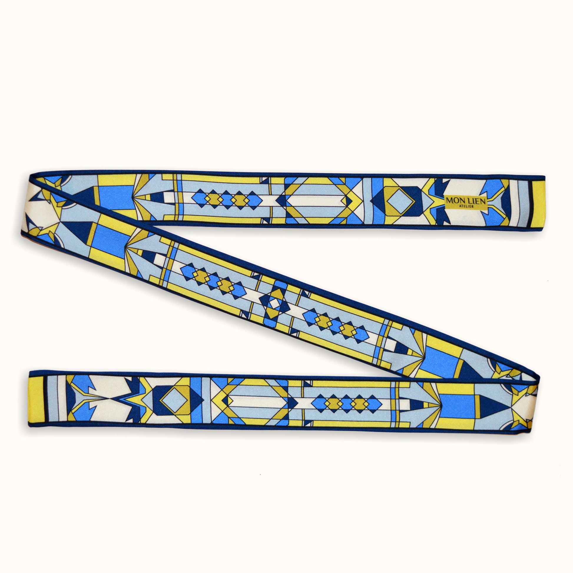 raffinata fusciacca blu gialla con pattern tessili