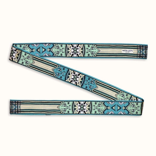 cintura in seta morbida piegata a zig zag con pattern riga e stelle palette primavera armocromia