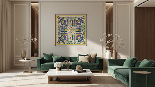 Foulard in seta Made in Italy da incorniciare | Arte tessile per arredamento chic