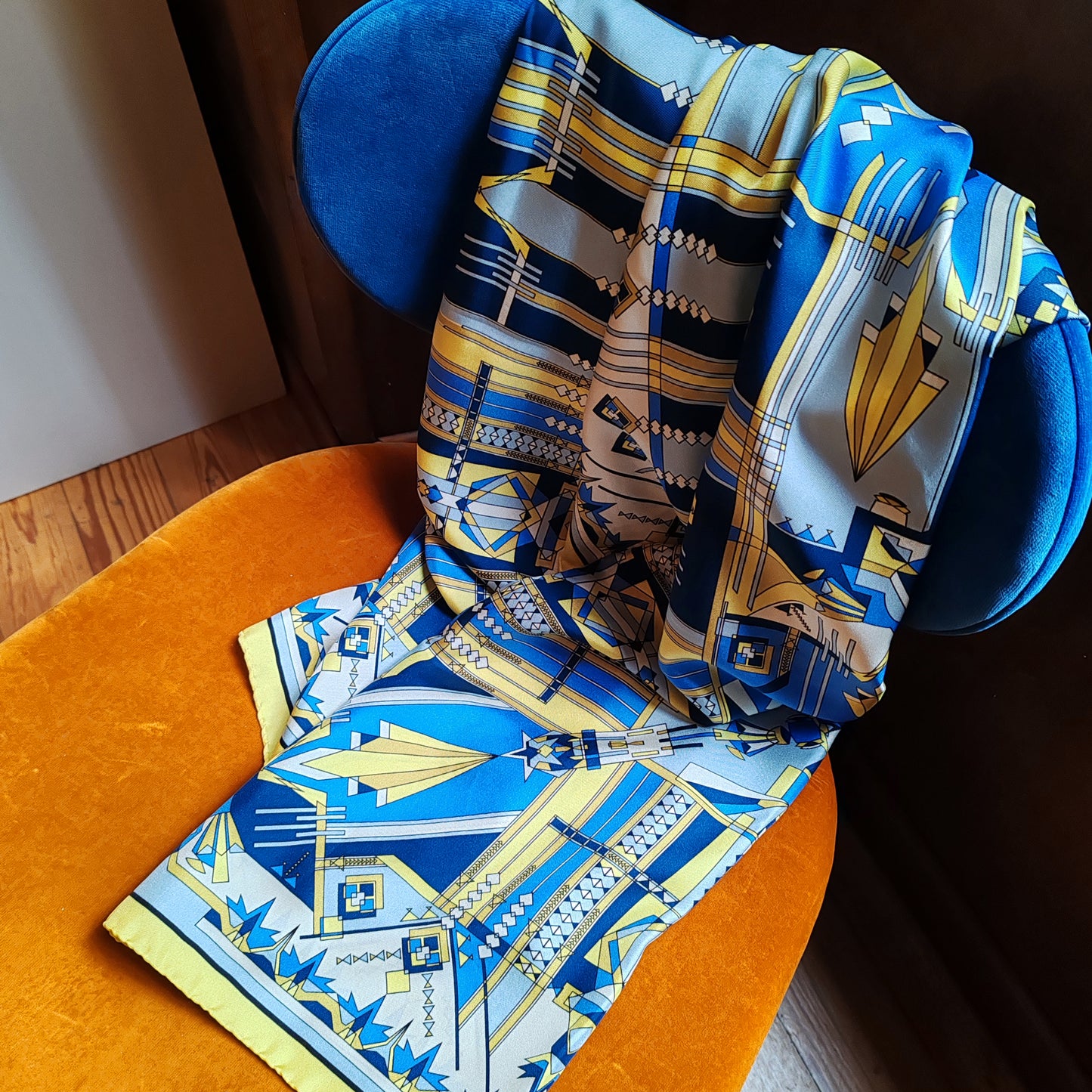 Silk stole | The Mysterious Path | yellow and blue